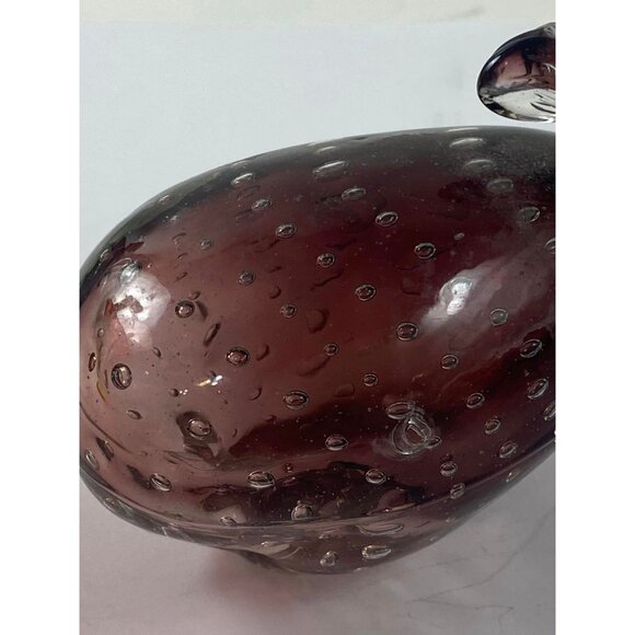 Art Glass Bullicante Bubbles Murano Style Whale Amethyst Purple Paper Weight - Picture 5 of 7